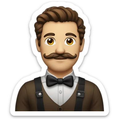Brown haired and mustach tattoo artist sticker