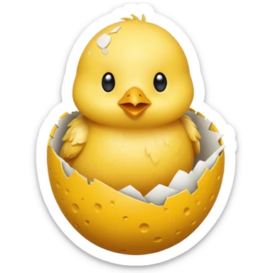 cartoon chick sitting inside a eggshell sticker