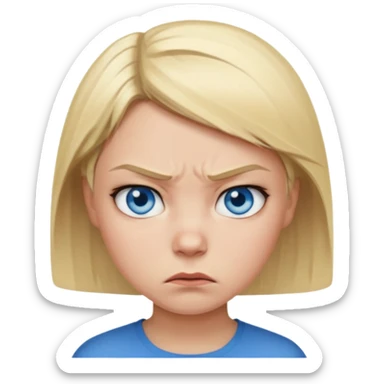 a girl blue eyes short blonde hair looking angry sticker