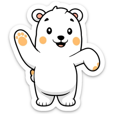 bear waving hello sticker