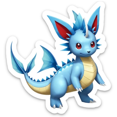 Manectric-Vaporeon-Salamence-Electrike-Furfrou-koi-Fakemon-fusion, full body sticker
