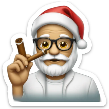 santa with a cigar and thug life glasses sticker