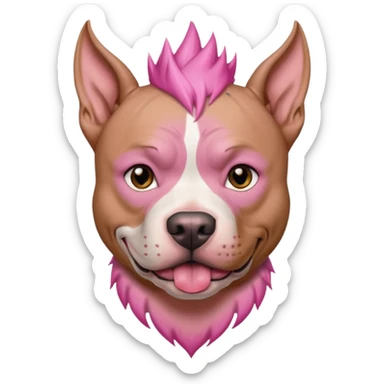 very tattoed face pitbull dog with pink spiky hair sticker