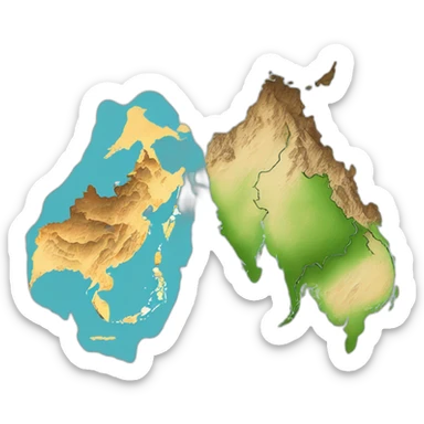 maps of Indonesia and Malaysia together sticker