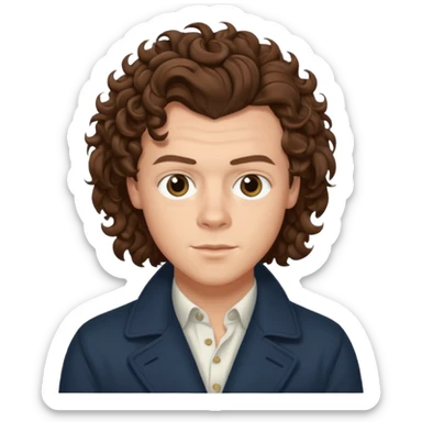 Harry Styles with curly hair sticker