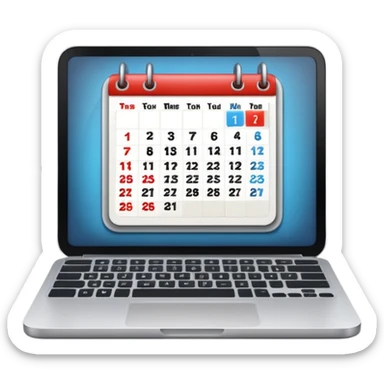 apple style emoji of a laptop with a calendar and tasks visible on the screen sticker