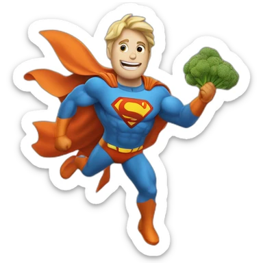 superheroe flying with carrot in his hand sticker