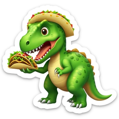 Un dinosaurio comiendo tacos  sticker