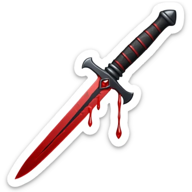 iOS emoji, dark fantasy dagger, obsidian blade, runes, blood drop, clean render, minimalism sticker