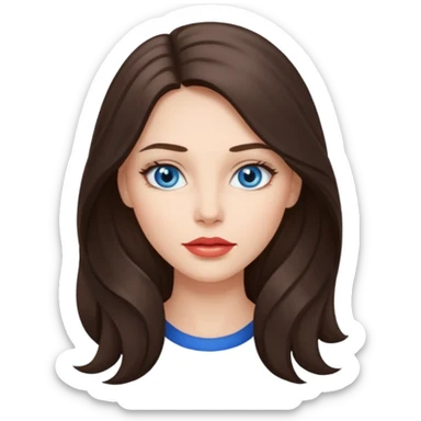 Woman with fair skin long brunette hair grey blue eyes and full lips sticker