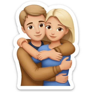 Caucasian people hugging each other, friendship, warm embrace sticker