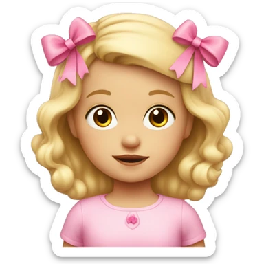 Blonde toddler girl with pink bow  sticker