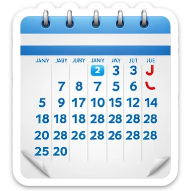 An emoji of a Calander page showing only January 30, no other dates sticker