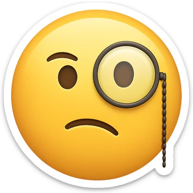 yellow face with monocle emoji, digital illustration sticker