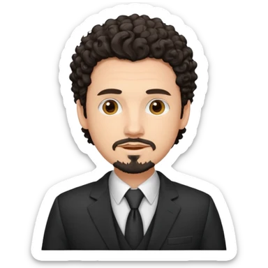 Create a white young man with curly dark hair and Goatee lawer sticker