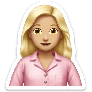 A blond girl with a silky pink pyjamas sticker