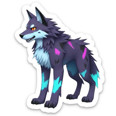  Cool Edgy Colorful Digimon-Fakemon-Wolf with edgy markings full body sticker