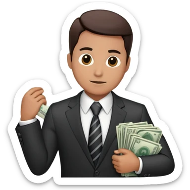 Professional financial expert with suit, tie, charts and money symbols sticker