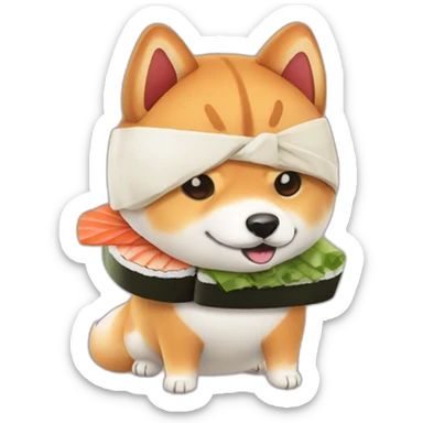 Shiba Inu dressed like a sushi roll sticker