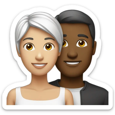 Couple blanc et noire sticker
