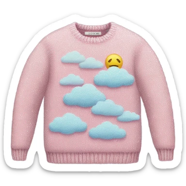 Knit sweater with clouds glitter design sticker