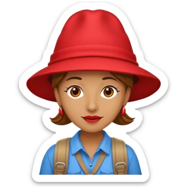 unique looking tourist with big unique red tourist hat sticker