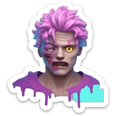 Vaporwave person, half person face half zombie face sticker