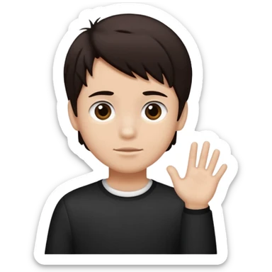 Dark brown hair, black and white skined and is a boy sticker