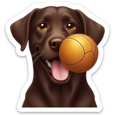 Chocolate labrador playing with ball sticker