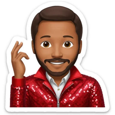 Marvin Gaye with dark brown hair, red sequin outfit sticker