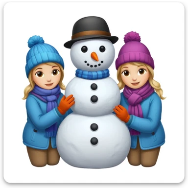 people making a snowman sticker