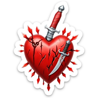 The real heart stabbed with a dagger sticker