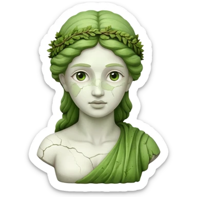 female greek sculpture with moss sticker