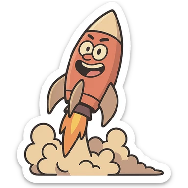 rocket ship blasting off sticker