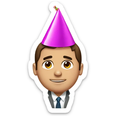 Michael Scott with a party hat sticker