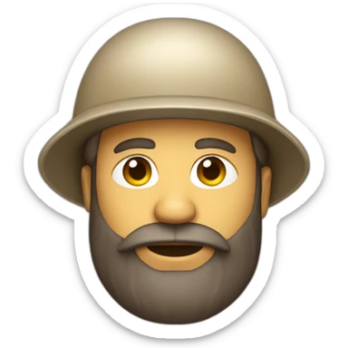 Brown bearded man with pith helmet sticker