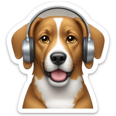Dog wearing headphones  sticker