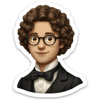 young victorian man with glasses, brown curly hair sticker