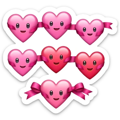 Cute hearts emojis love emojis with ribbons sticker