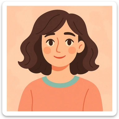 tasteful portrait of a brunette woman, soft pastel colors, gentle expression, pastel toon style sticker