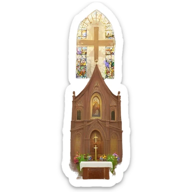 Iglesia con flores sticker