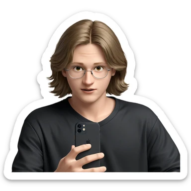 boy with phone in hand sticker