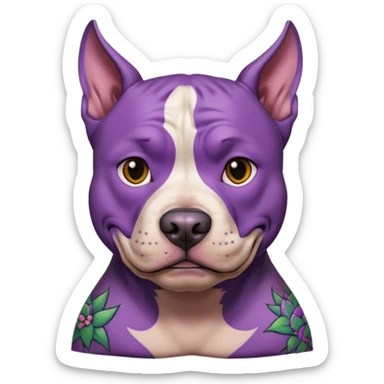 very tattoed face pitbull dog with purple spiky hair sticker