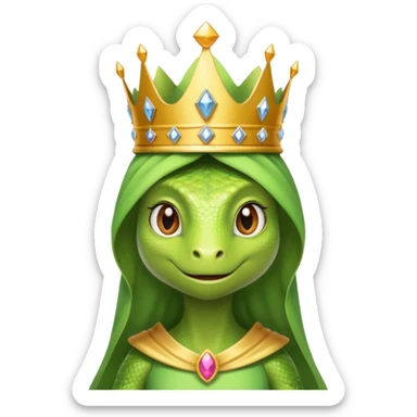 Female lizard wears crown gown sticker