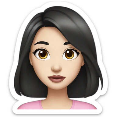 Beautiful woman,Black hair,long hair,White skin,oval face,big eyes,Blackeyes,Pink lips,Chinese sticker