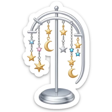celestial-themed earring stand with stars and moons sticker