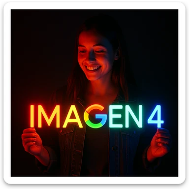 make a girl holding this sign, but sign in made of neon sticker