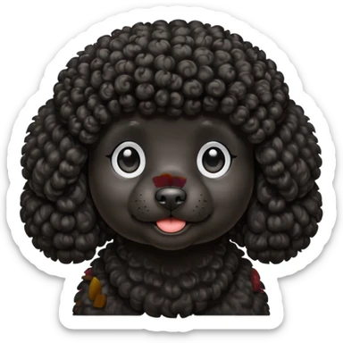 black poodle, round face sticker