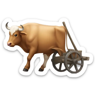 An ox carrying a wagon sticker