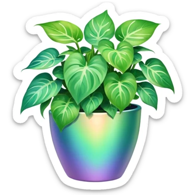 pastel pothos in iridescent pot sticker